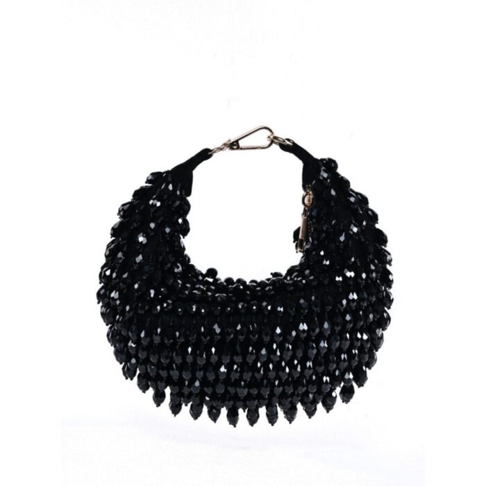 Hello Hi Ophelia Black Suede Embellished Hobo Bag