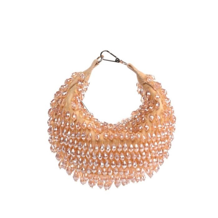 Hello Hi Ophelia Gold Suede Embellished Hobo Bag