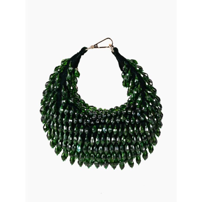 Hello Hi Ophelia Green Suede Embellished Hobo Bag