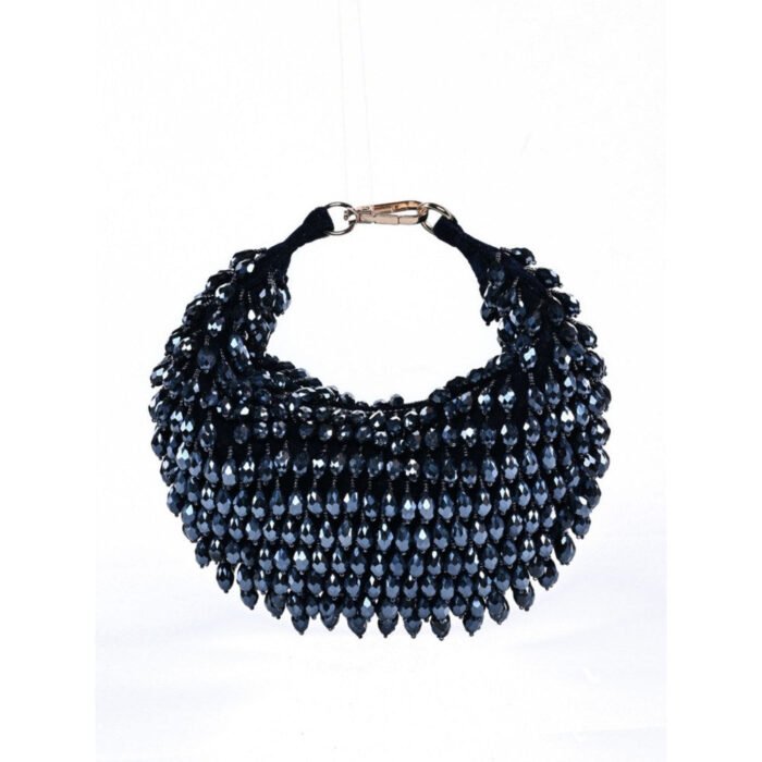 Hello Hi Ophelia Navy Blue Suede Embellished Hobo Bag