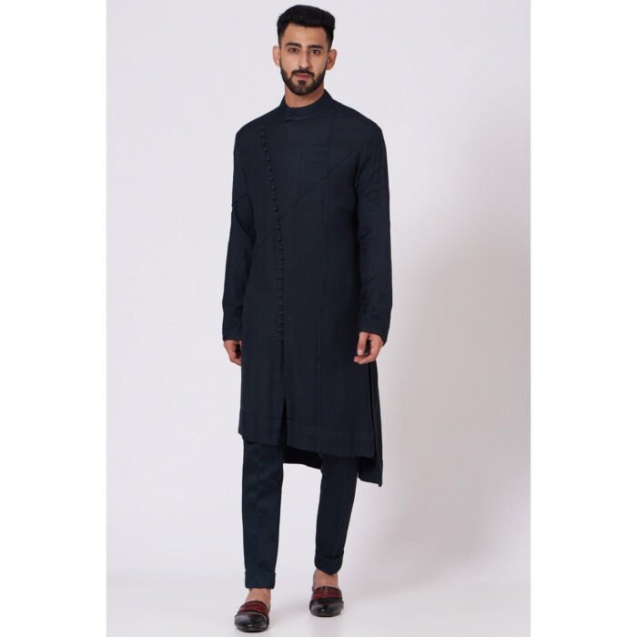 Hello Hi Midnight Blue Asymmetrical Kurta (Set of 2)