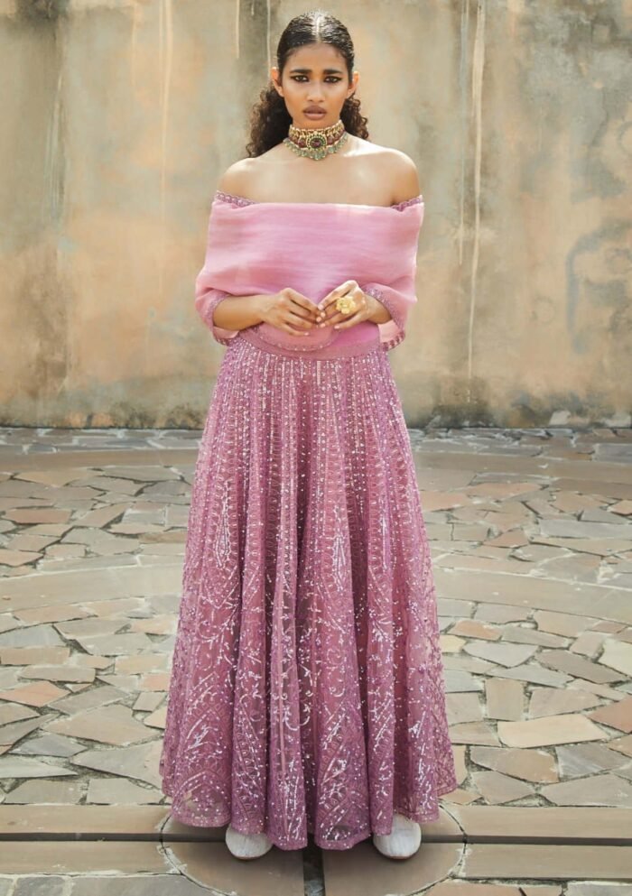 Dusty rose embroidered gown