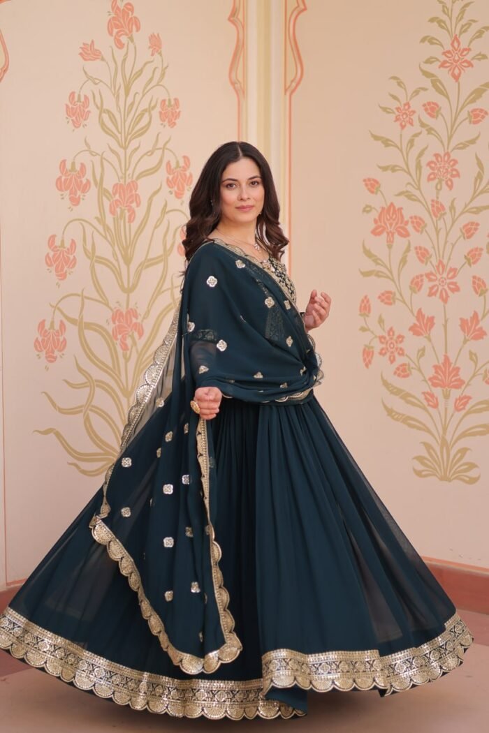 Women's Rama Faux Georgette Embroidery Gown