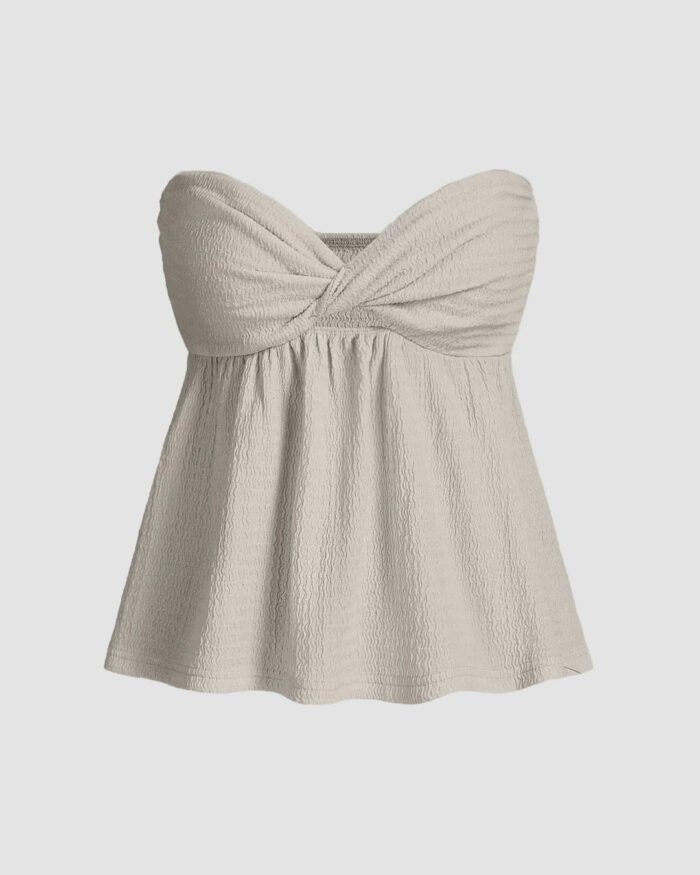 Light Grey Twist?Front Empire Bustier Top