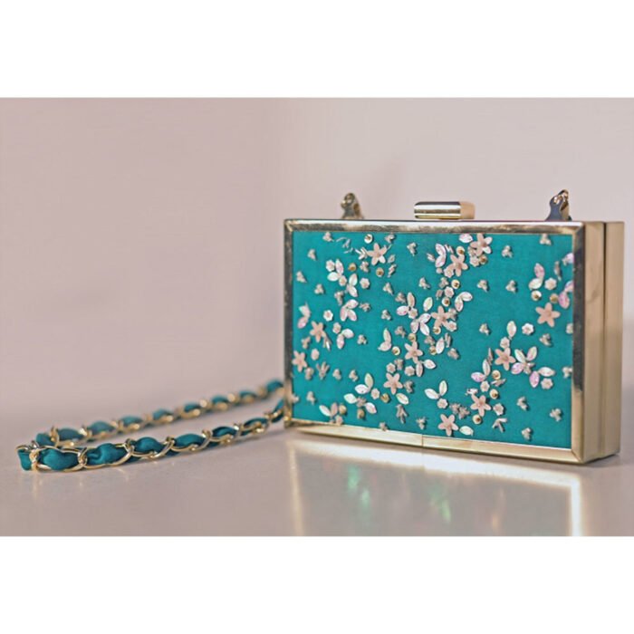Hello Hi Green Hand Embroidered Clutch