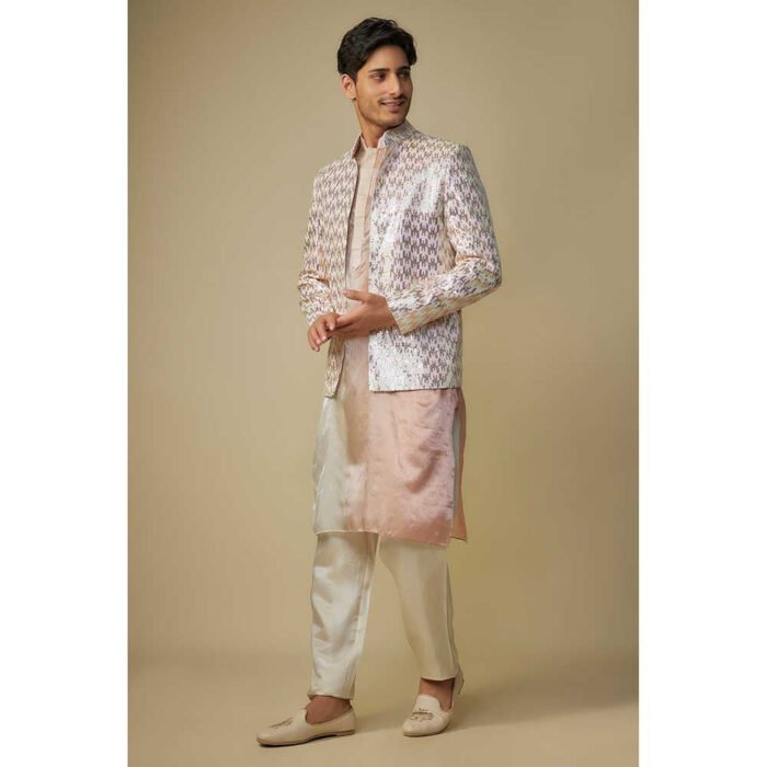 Hello Hi Multicolor Sequence Jacket with Kurta and Pant (Set of 3)
