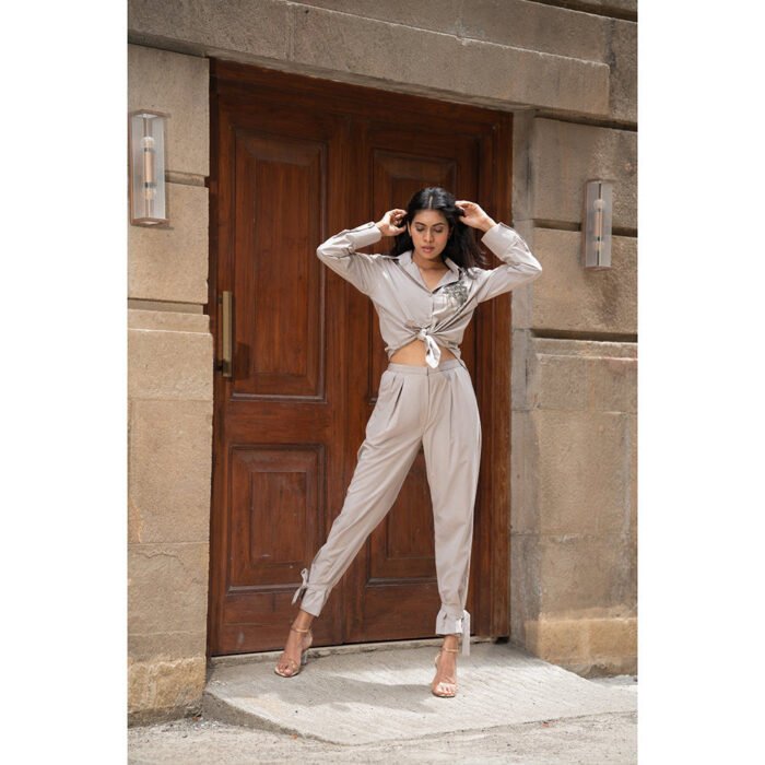 Hello Hi Taupe Embellished Co Ord (Set of 2)