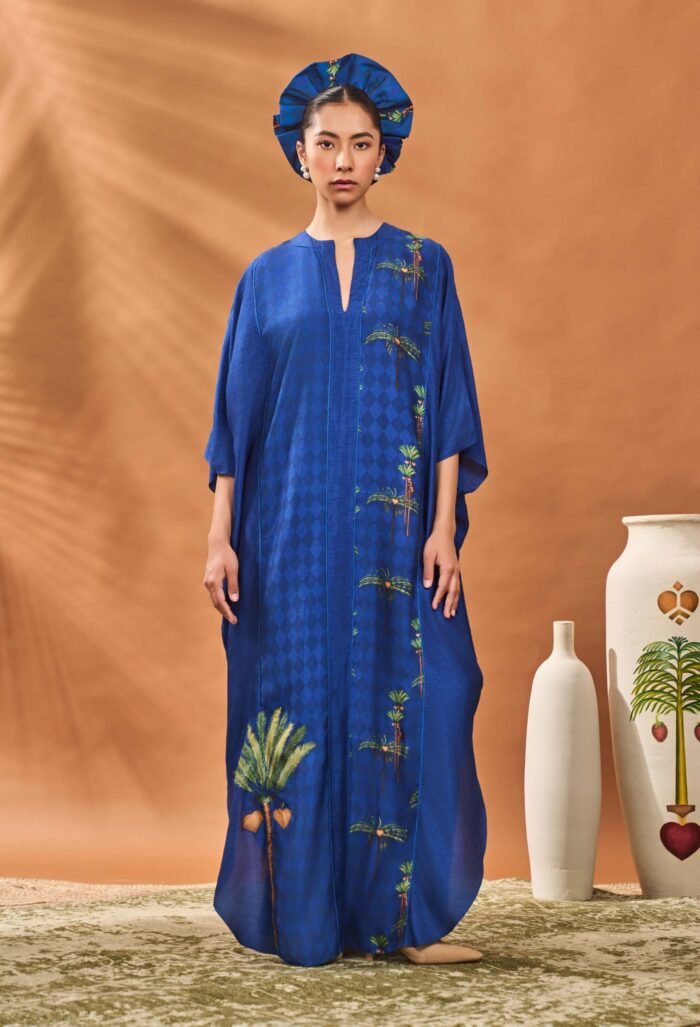 Navy blooming board kaftan