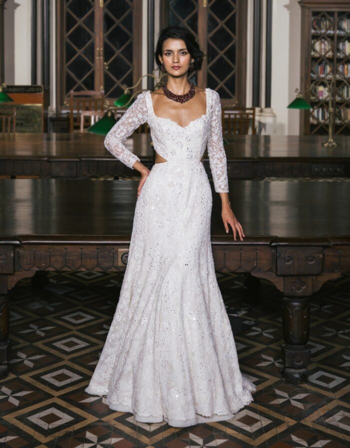 Ivory cold cut seraphina gown
