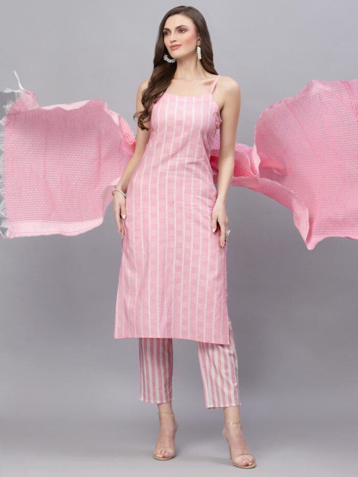 women's pink silk Kurta set