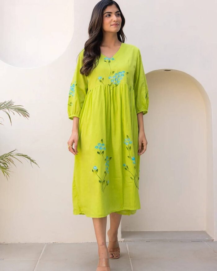 Women's Pista Kota Checks Digital Print Gown