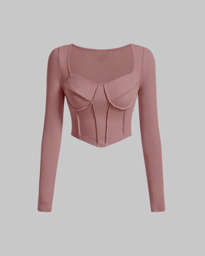 Ribbed Blush Pink Corset Style Top