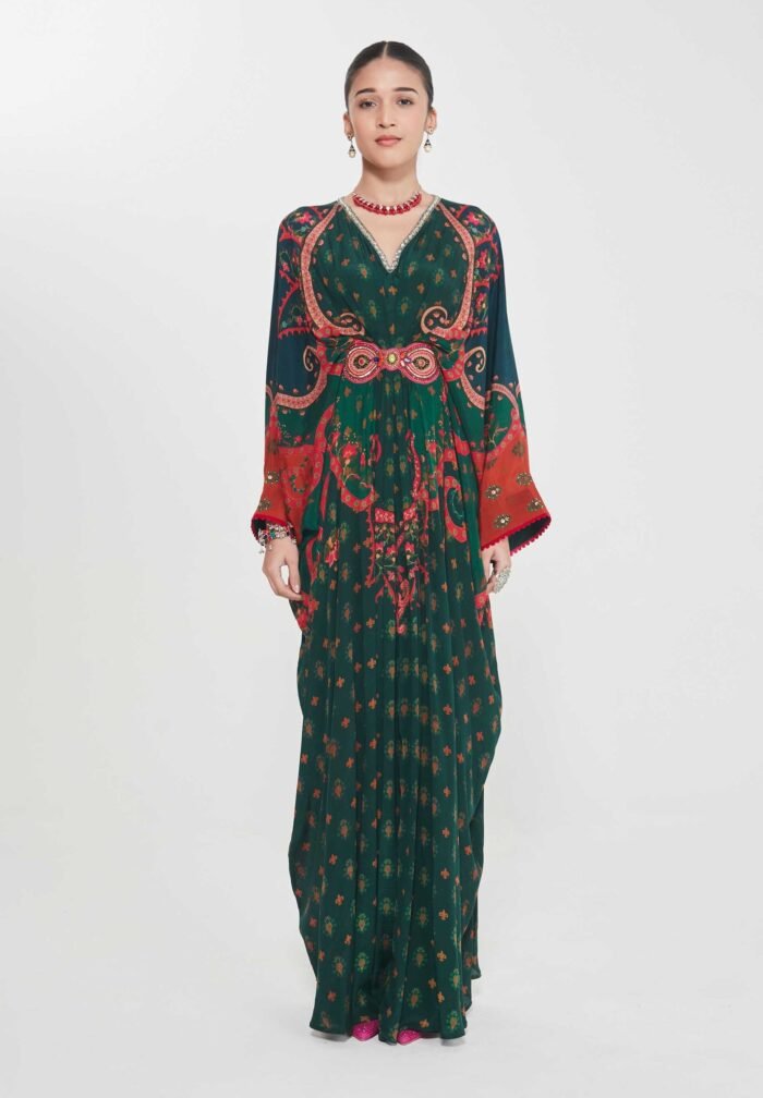 Zareen nori green belt kaftan