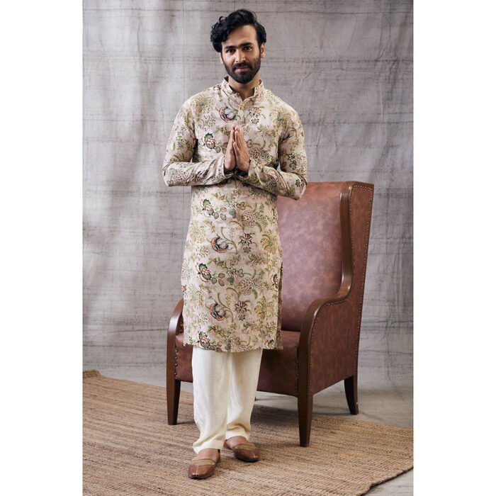 Hello Hi Mehr Beige Printed Kurta (Set of 2)