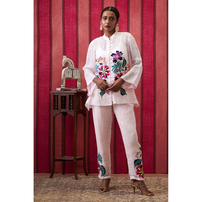 Hello Hi Zinnia White Floral Co-Ord (Set of 2)
