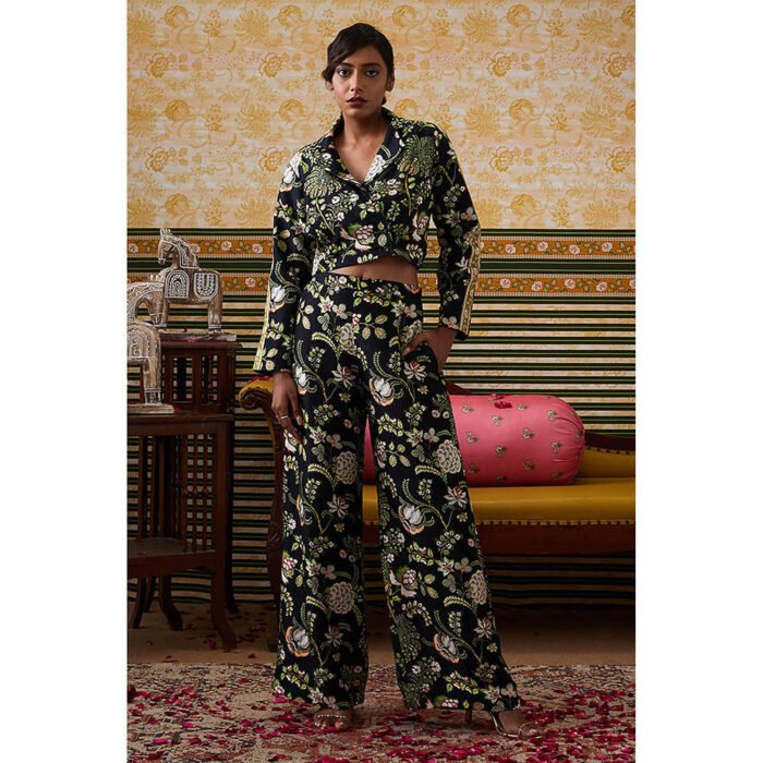 Hello Hi Mehr Navy Blue Floral Co-Ord (Set of 2)