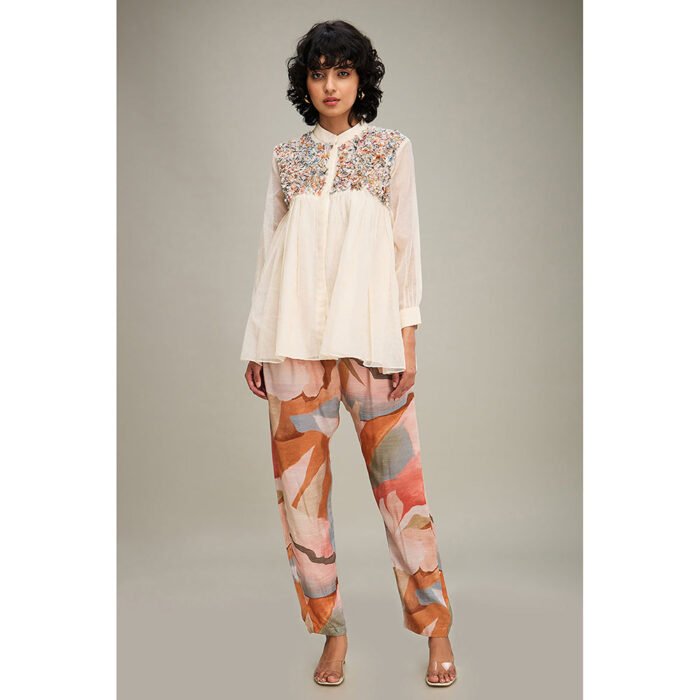 Hello Hi Multi-Color Conversational Embellished Co-Ord (Set of 2)