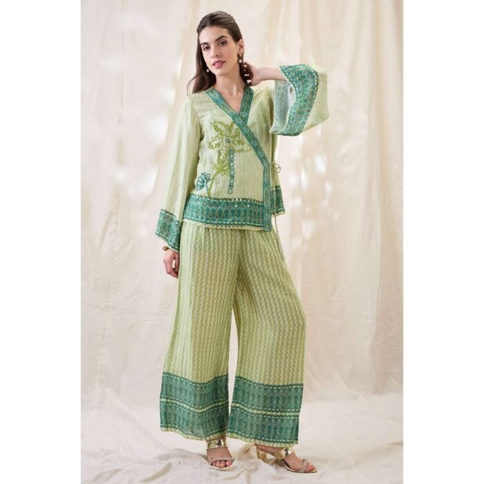 Hello Hi Green Noorani Embellished Co-Ord (Set of 2)