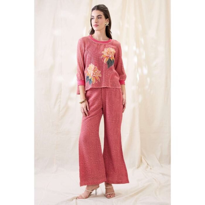 Hello Hi Ravya Appliqued Floral Print Co-Ord (Set of 3)