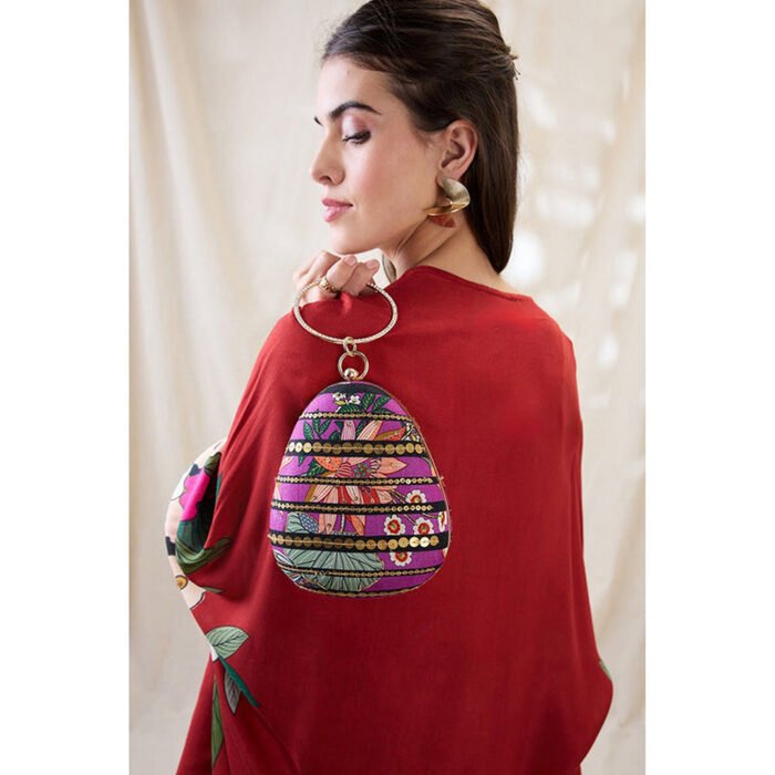 Hello Hi Women Purple Silk Clutch