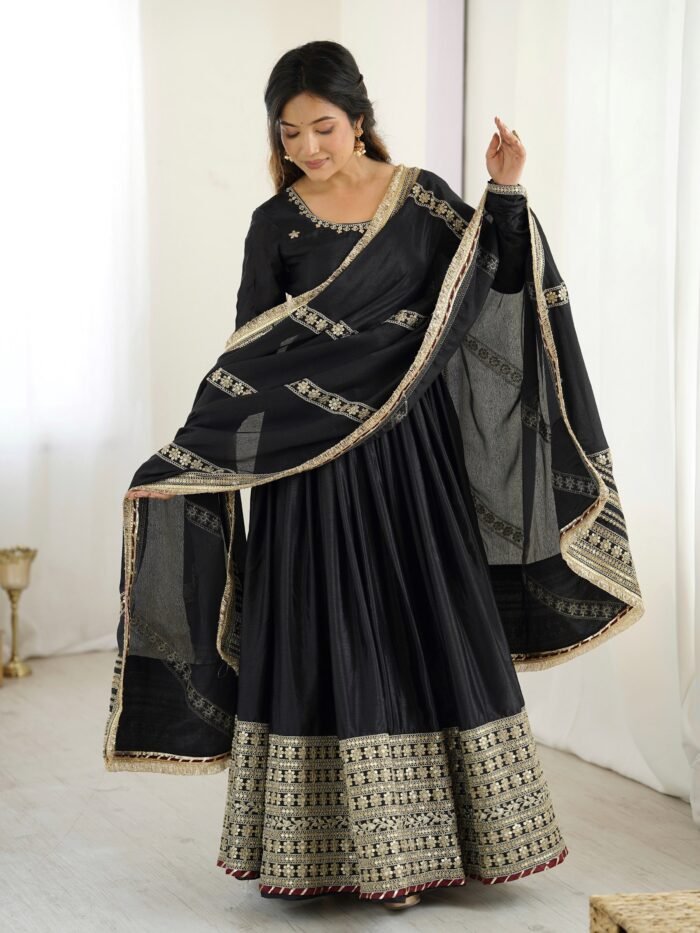 Women's Designer Chinon Silk Gown