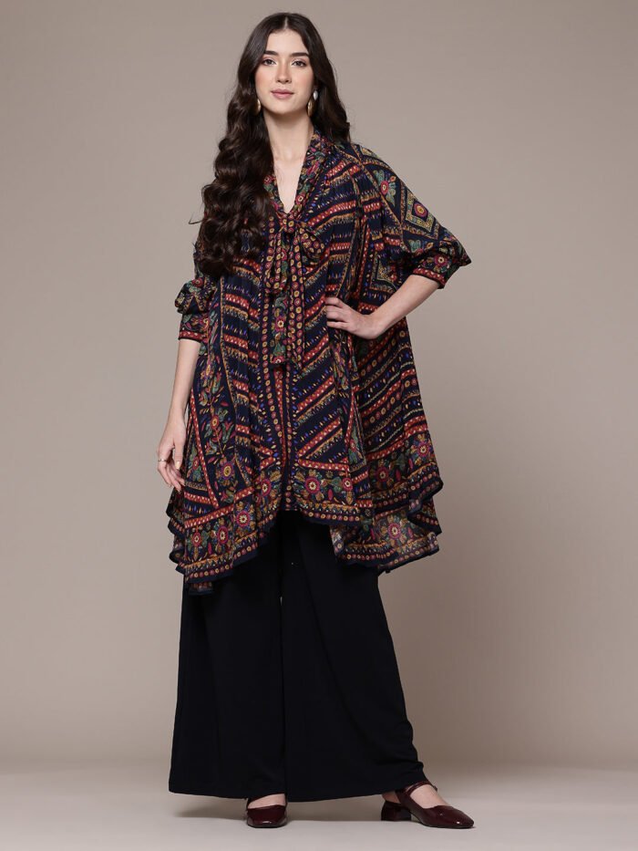 Black geometric printed kaftan