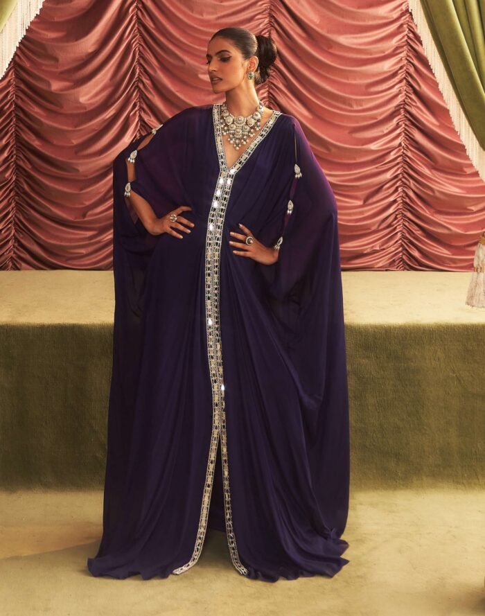 Chammak challo purple draped kaftan