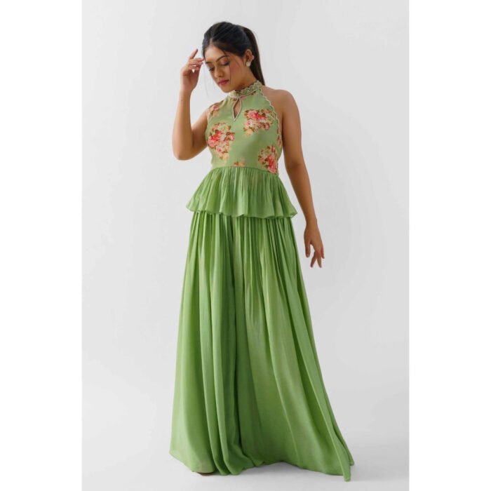 Hello Hi Womens Green Floral Print Co-ord (Set of 2)