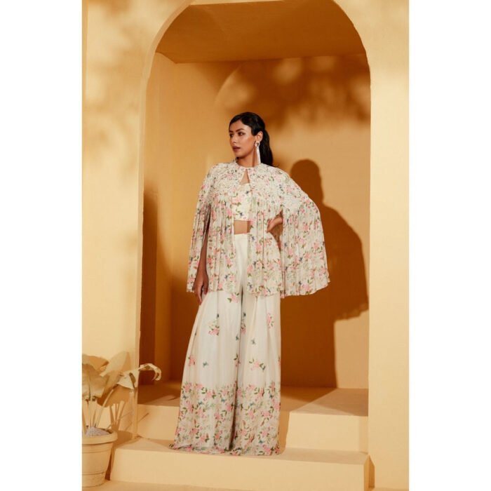 Hello Hi Womens White Floral Print Co-ord (Set of 3)