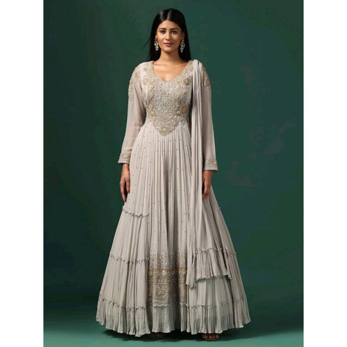 Hello Hi Grey Anarkali with Dupatta (Set of 2)