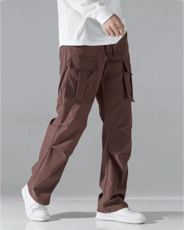 Men Flap Pocket Drawstring Waist Cargo Pants