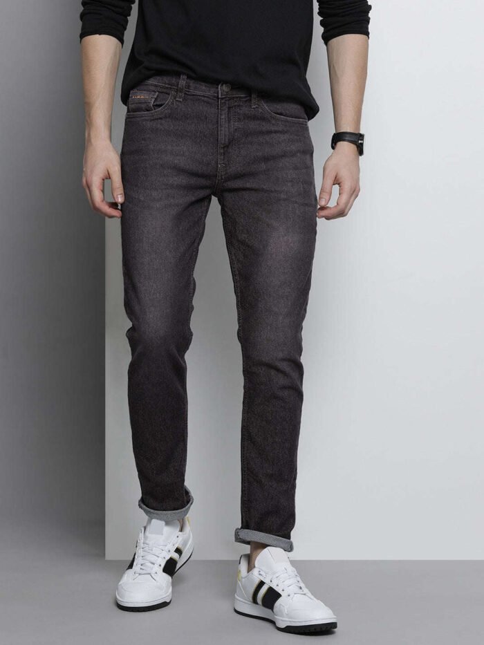Men's Black Slim Fit Solid Casual Jeans