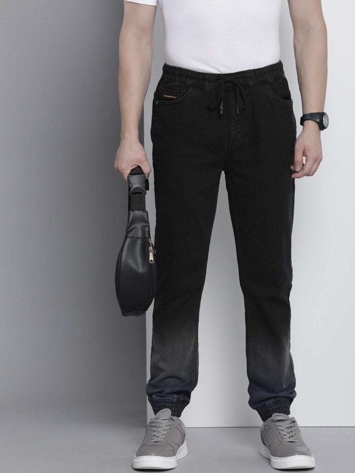 Men's Black Slim Fit Solid Street Wear Jeans