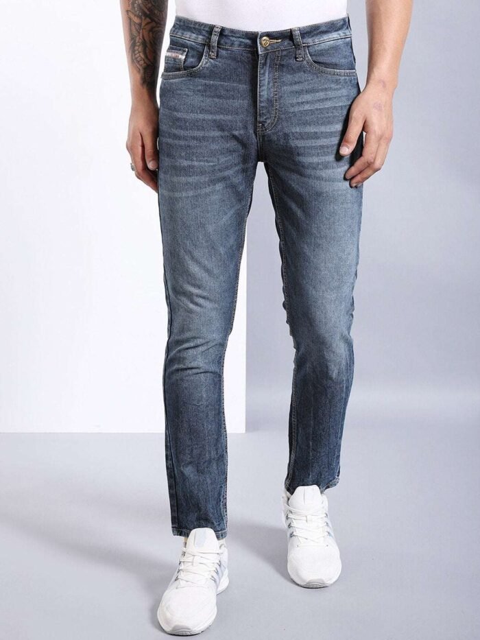 Men's Navy Slim Fit Solid Street Wear Jeans