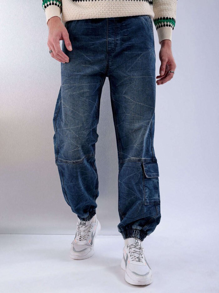 Men's Midnight Blue Loose Fit Solid Street Wear Jeans