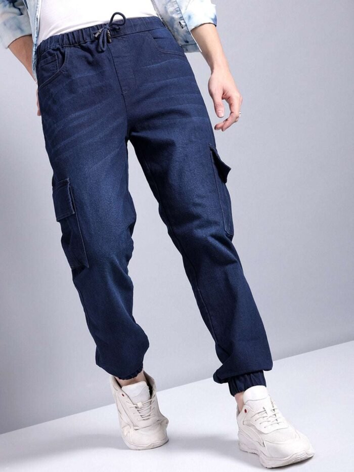 Men's Dark Blue Regular Fit Solid Street Wear Jeans