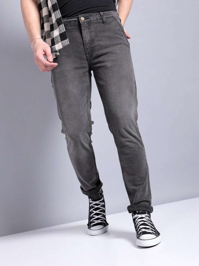 Men's Black Slim Fit Solid Casual Jeans