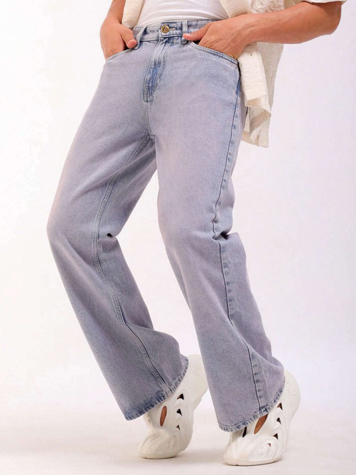 Men's Light Purple Loose Fit Solid Street Wear Jeans