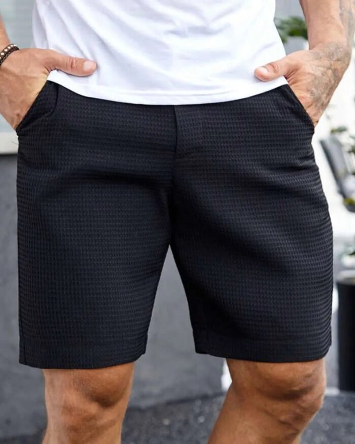 Men Black Pocketed Knit Casual Shorts