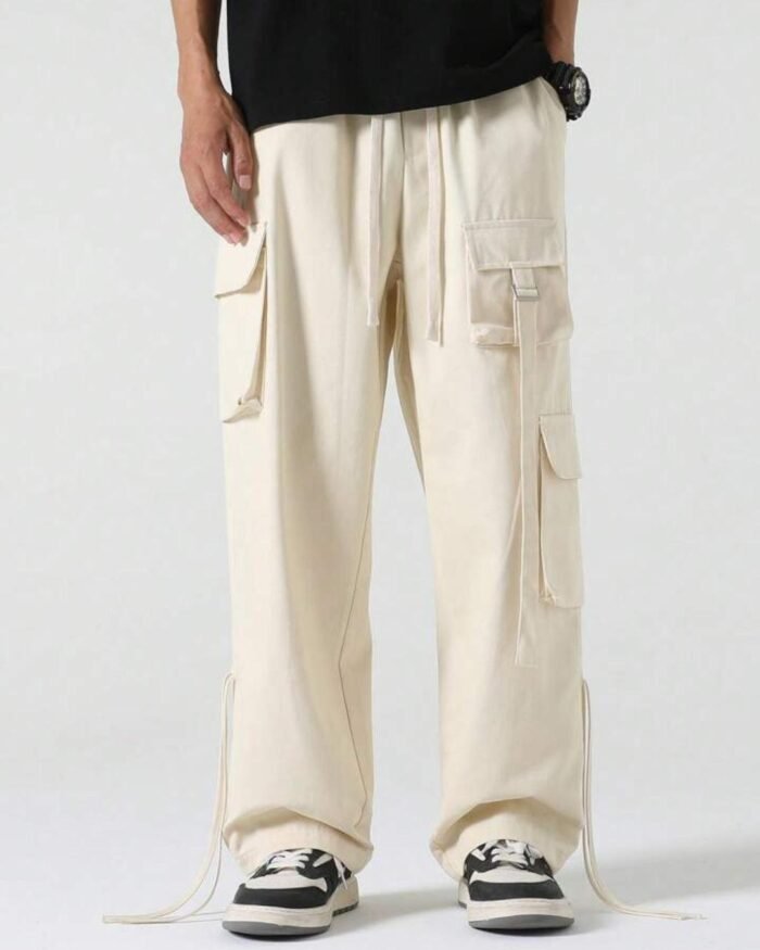 Men Strapped Multi Pocket Parachute Cargo Pants