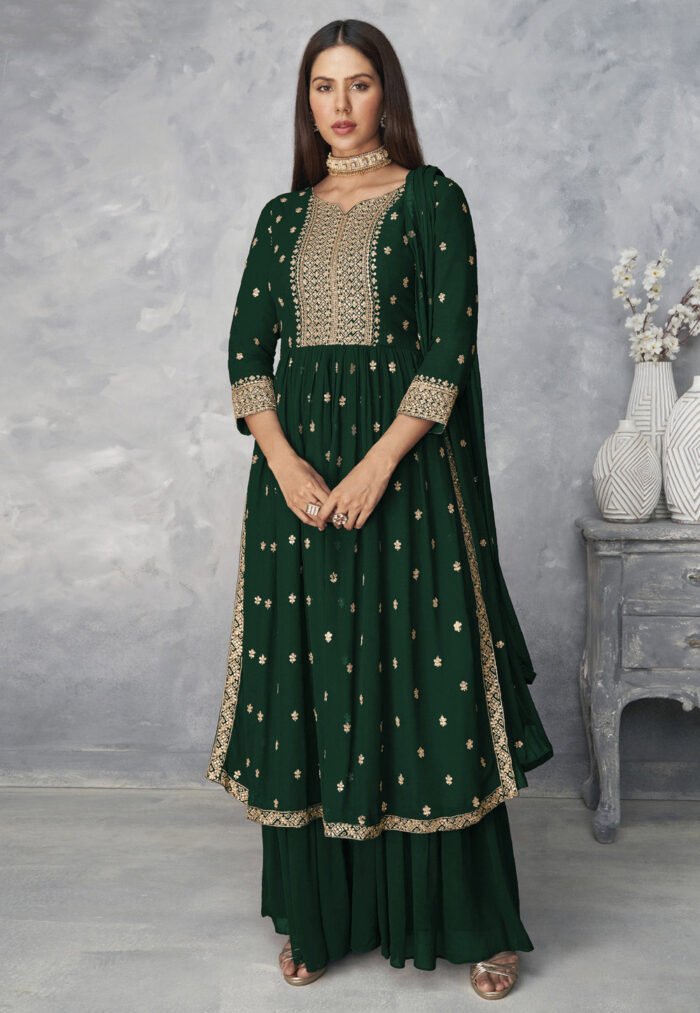 Women's Ethnic Wear Nyra Cut Embroidery Pakistani Style Kurti Plazzo And Dupatta