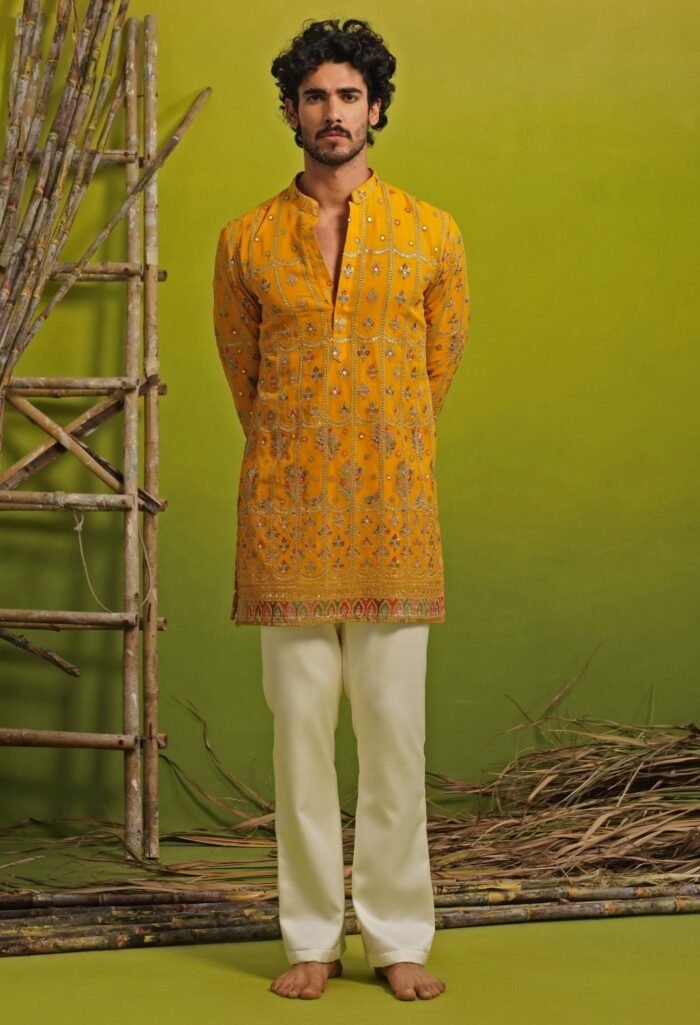 Haldi Yellow Georgette Short Kurta Set