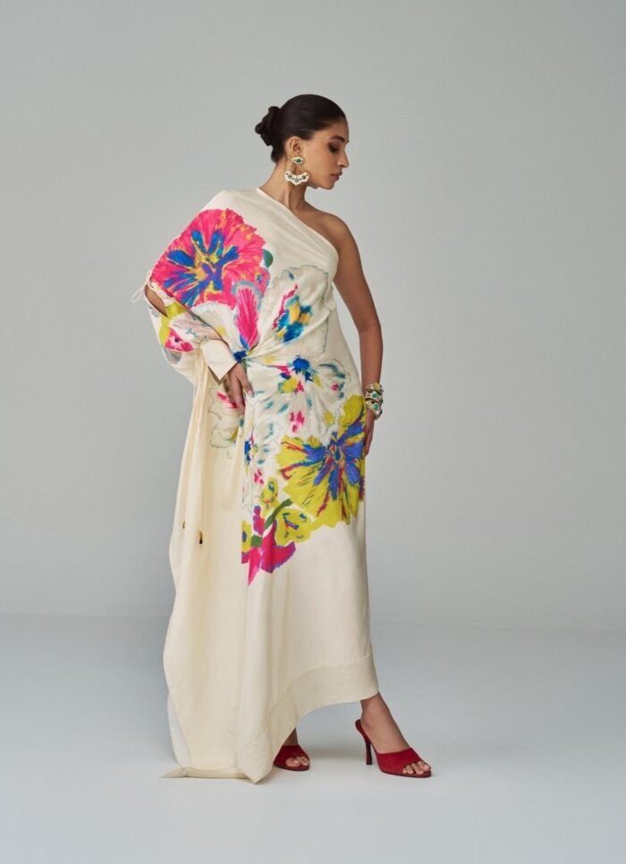 Ivory Floral Print Kaftan
