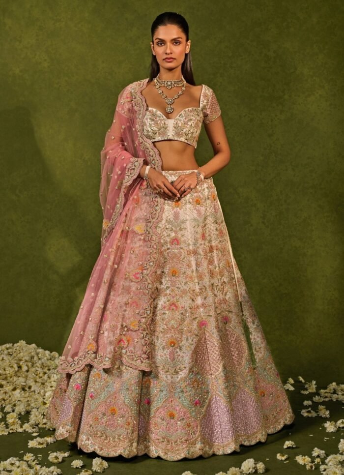 Ivory Organza Lehenga