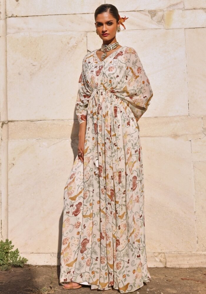 Ivory Printed Kaftan
