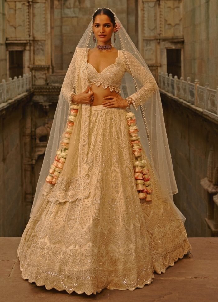 Ivory Soft Net Lehenga Set