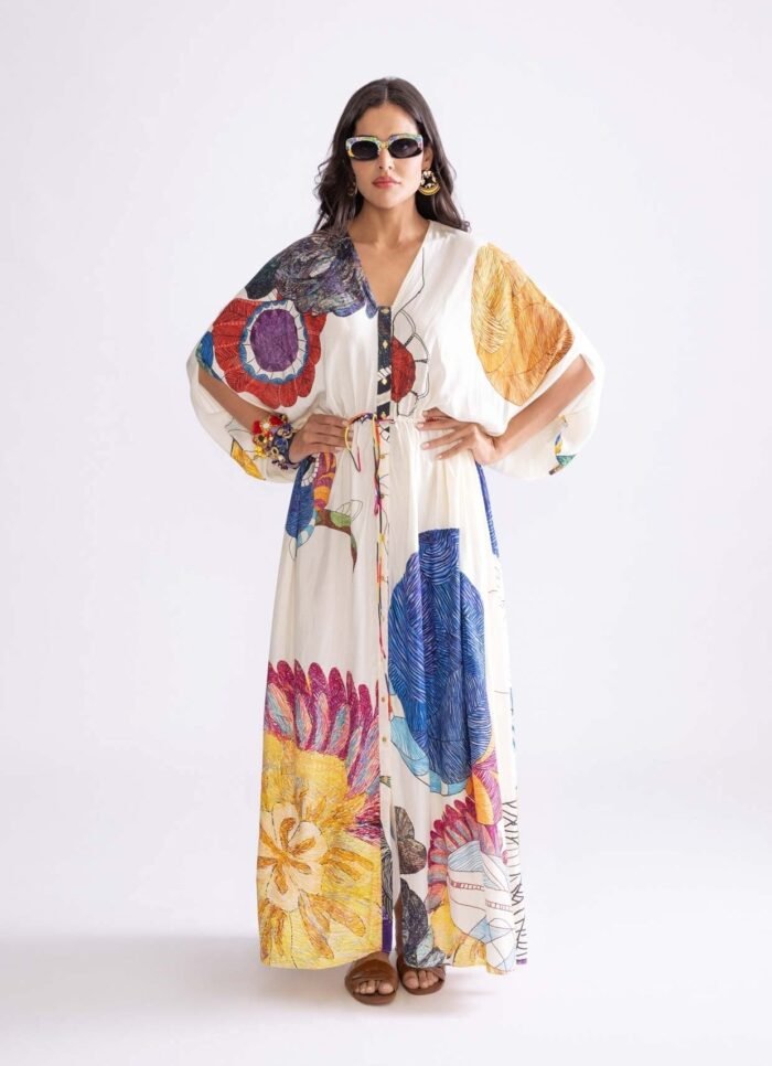 Ivory Tribal Print Kaftan