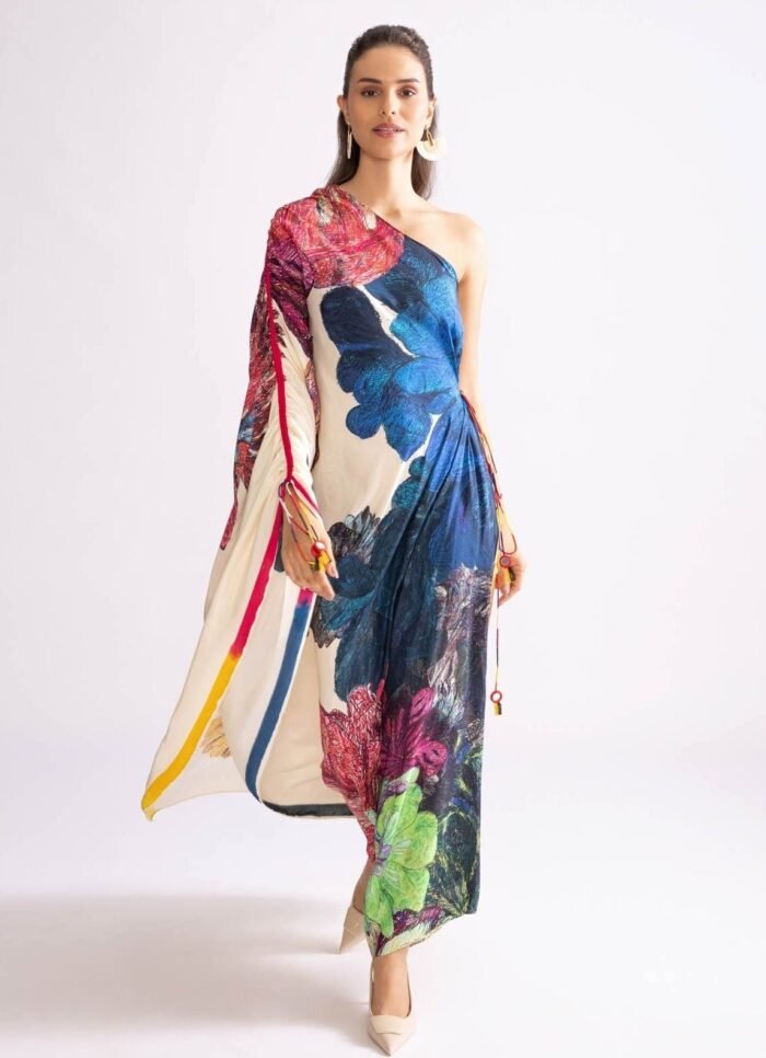Multi Colour Daisy Print Kaftan