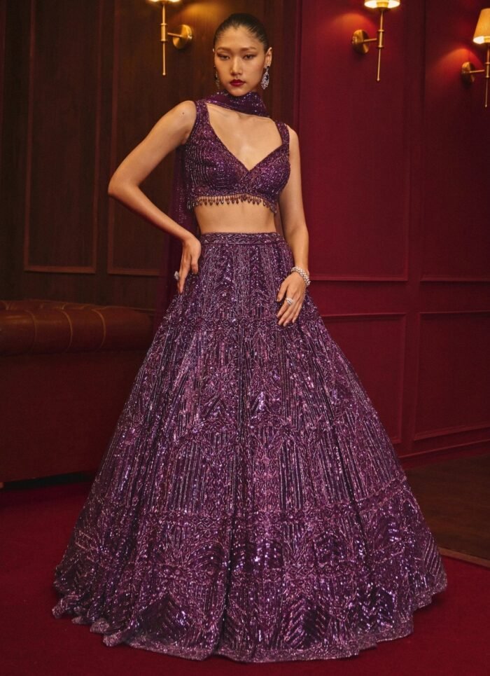 Royal Purple Soft Net Lehenga