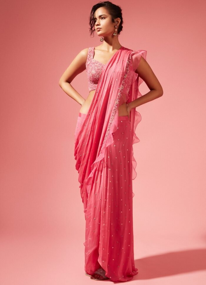 Tori Pink Pre-Stitched Saree